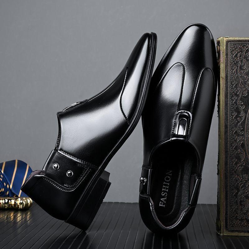 Spring and Autumn Men's Business Dress Leather Shoes Youth Gloves Pointed Men's Shoes British Shoes Black Wedding Shoes