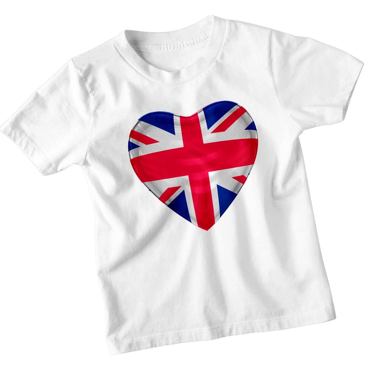 Heart Union Jack British Culture Patriotism Football Kids Top British Flag Love 140