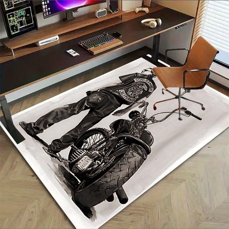 1pc Sons of Anarchy Themed Office Carpet Chair Mats - Durable Polyester Rug for Home Theater, Office, Dorm Room Decor - tA17