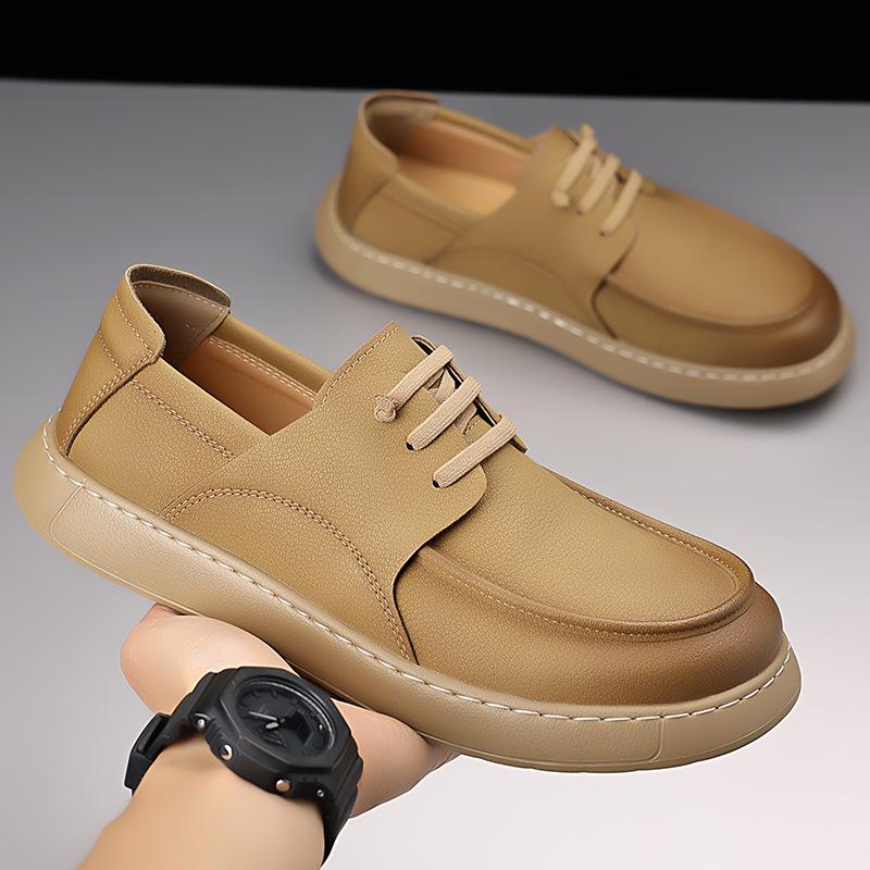 

Men s shoes 2025 summer new British style business leisure soft sole light outdoor travel comfortable leather board shoes tide 38