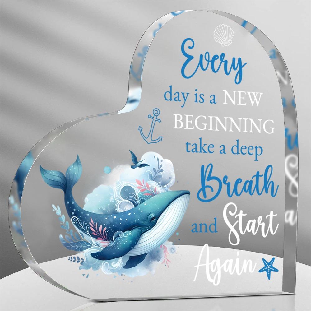 Featuring A Whale Design, Conveying The Inspirational Message Every Day Is A New Beginning - A Versatile Decoration Suitable for Home and O 10*10cm