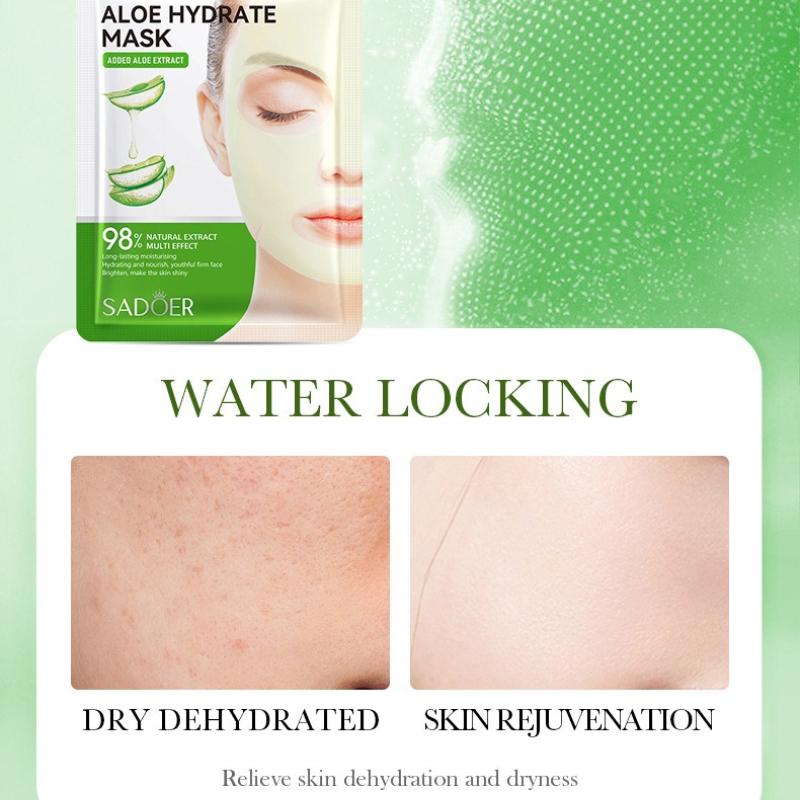 3 Stück Maske 25g SADOER Aloe Vera VC Feuchtigkeitsspendende und Hydrierende Verjüngende Masken-Patch-Packung