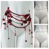 Heavy Duty Waist Belt Stylish for Stage Dance Music Festival Jeans Dress Belt Body Jewelry Chain Pearls Belly Dance