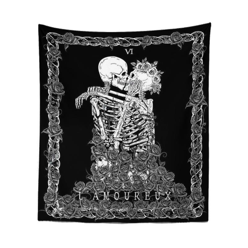 Bedroom Living Room Tapestry Horror Skull Tapestry Halloween Black and White Ghost Tapestry Tapestry Home Decor