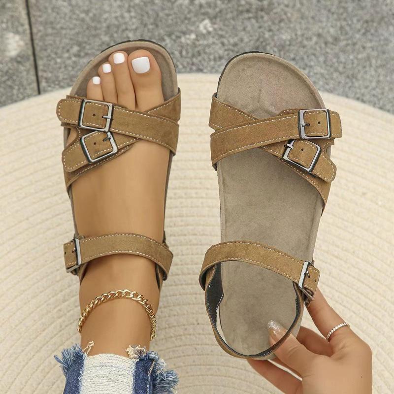 Outer size large size Birkenstock sandals New cross metal buckle platform sandals in summer