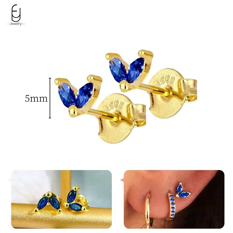 925 Silver Ear Buckles Fashion Hoop Earrings Dark Blue Crystal Pendant Gold Earrings High Women's Jewelry Luxury Gifts