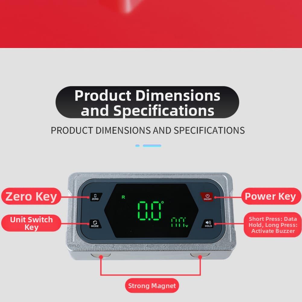 High Accuracy Digital Protractor with Magnetic Base and Backlit Display for Metal Surfaces and Pipe Measurements China Mainland