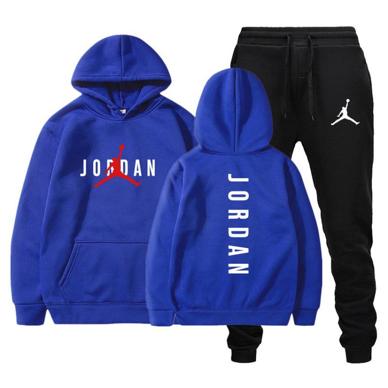 Herren Herbst/Winter Plus Samt Hoodie Trendiges Zweiteiliges Set mit Kapuze