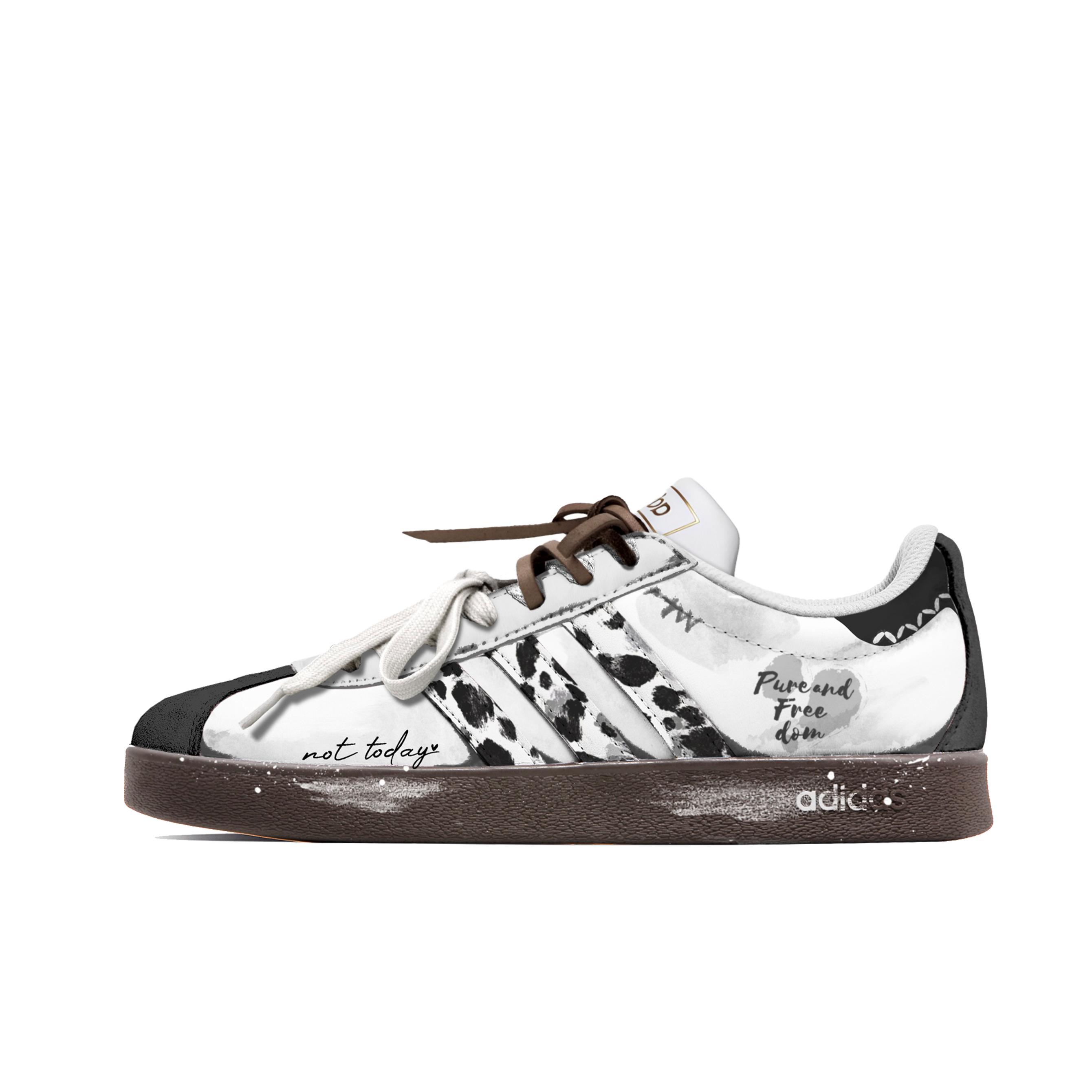 

Adidas Neo Vl Court Classic Ink Leopard Heart Trail Low top Skateboard Shoes Unisex Black White JQ2470(TeamM-) 45⅓