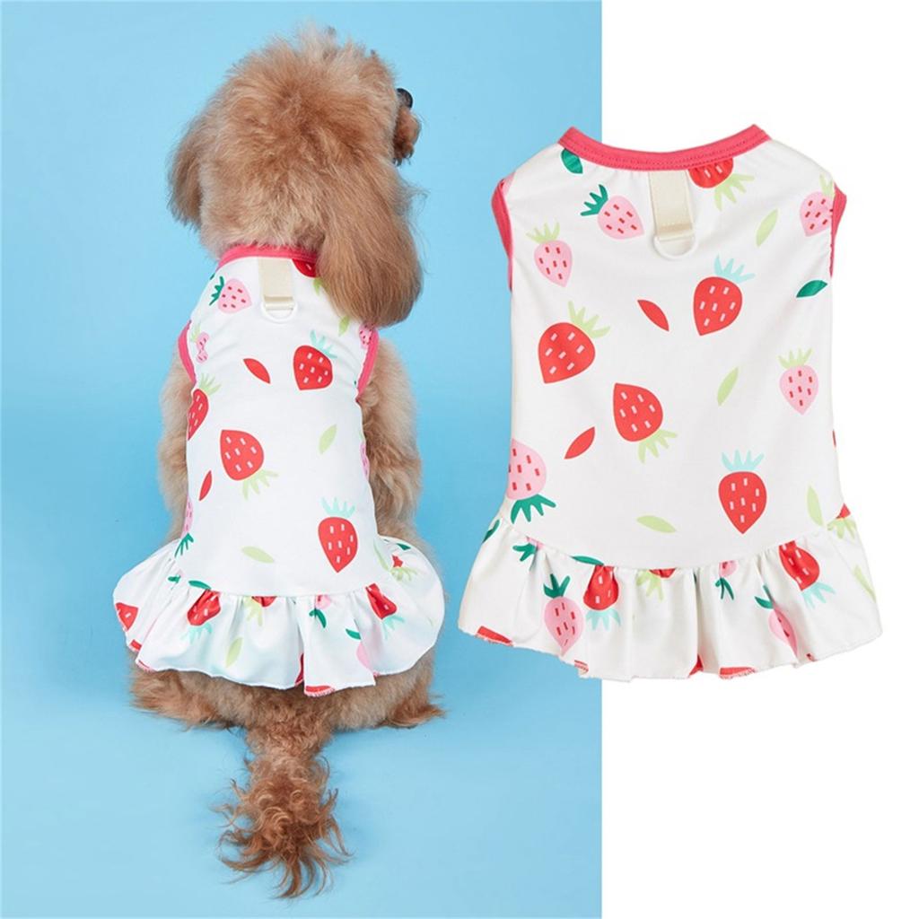 Cute Print Skirt for Small Dogs Sweet Cats Dogs Dress Summer Spring Small Dogs Traction Rings Comfortable Dogs Skirt