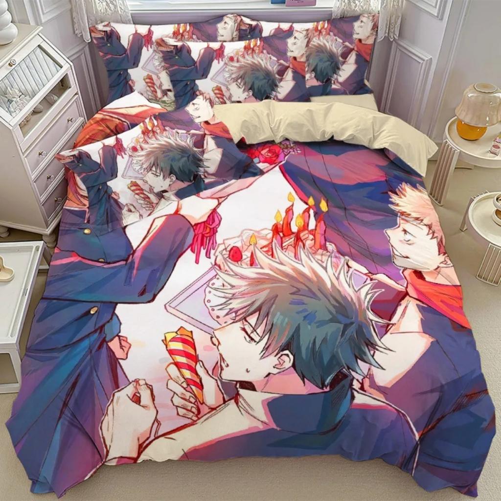 Comforter Anime Jujutsu Kaisen Bedding Set3D Hd Japan Famous Anime S Decor For Kids Teenagers Holiday Gift