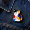 Cat Hat Badge Cartoon Alloy Brooch Pin, Mini Enamel Animal Shape Ornament Clothing Jewelry Accessory for Women Men Decoration Pin