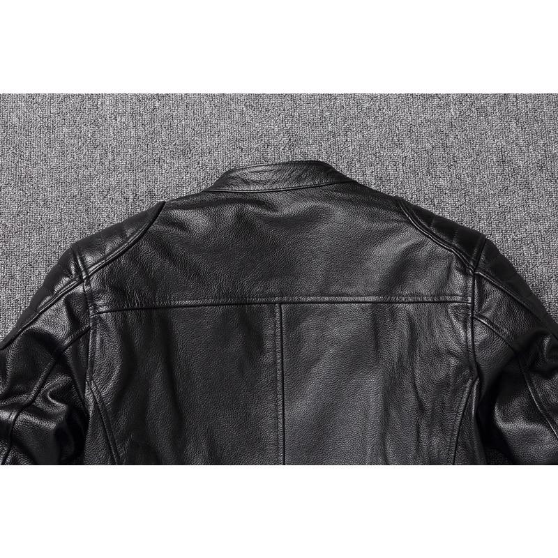 Chinese Size Vintage Yellow Brown Real Cowhide Genuine Leather Jacket Men Motorcycle Coat Mens Biker Clothes Spring Autumn Asian Size 6XL