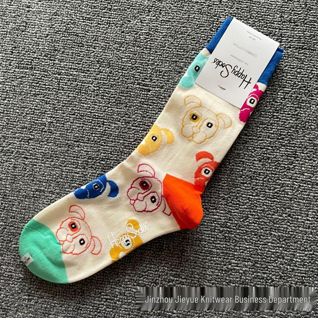 Trendy Swedish Mid-Calf Happy Socks: Women's & Couples' Leg-Shaping Spring/Autumn Style