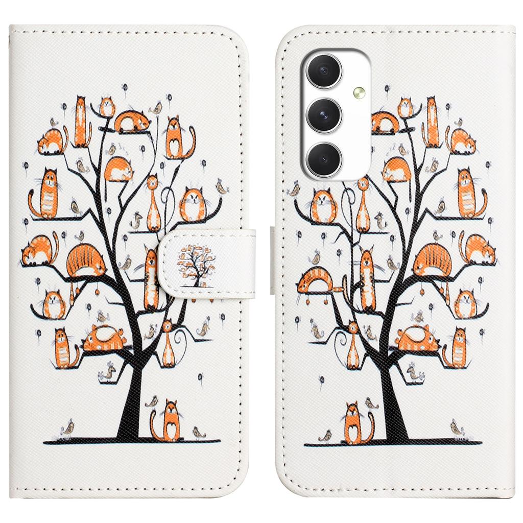 For Samsung Galaxy A16 5G/A16 4G Case Pattern Print PU Leather Wallet Phone Cover Cross Texture