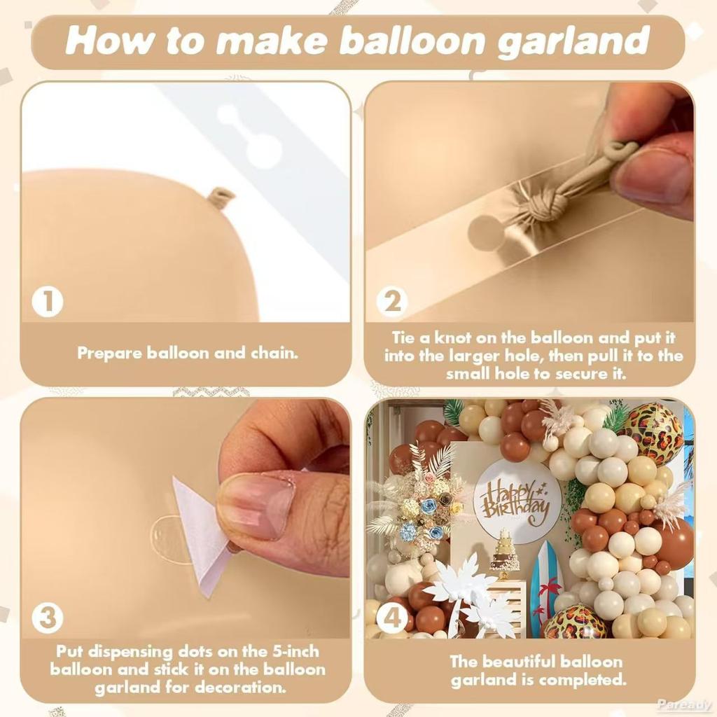 120 Piece Brown And White Balloon Arch Kit With Leopard Foil Balloon Shower Party Wedding Decor