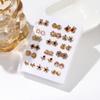 European and American hot-selling 18 pairs of versatile stud earrings combination set, simple mini point diamond alloy earrings for women