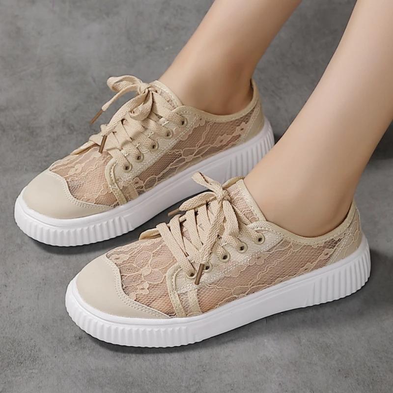 Ladies' Breathable Mesh Casual Shoes Outdoor Anti Slip Hollow Lace Women's Shoes 2025 Summer Lightweight Tennis Shoes Sports