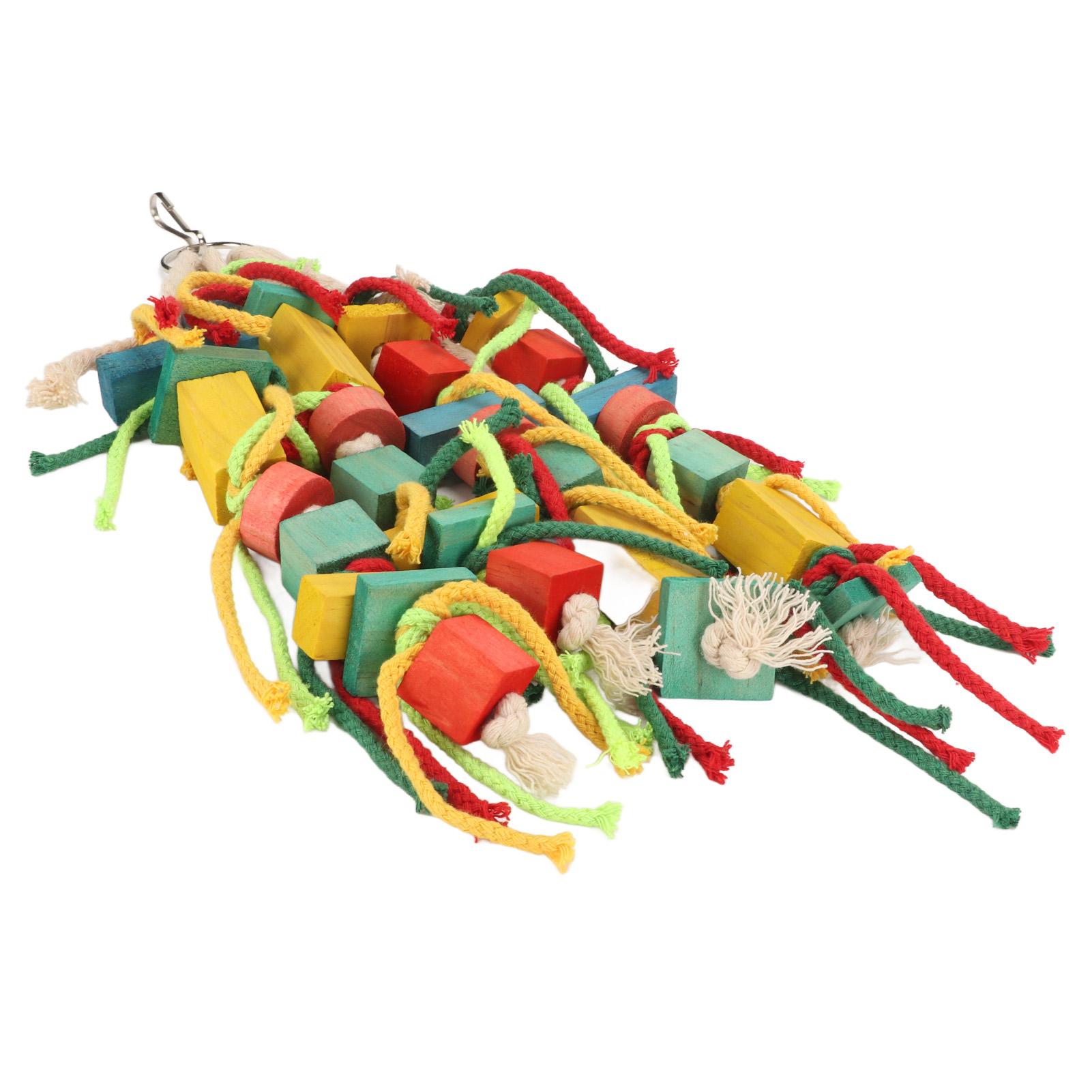 

Parrot Chewing Toy Colorful Beak Grinding Cotton Rope Blocks Bird Bite Toy for Budgies Cockatiels