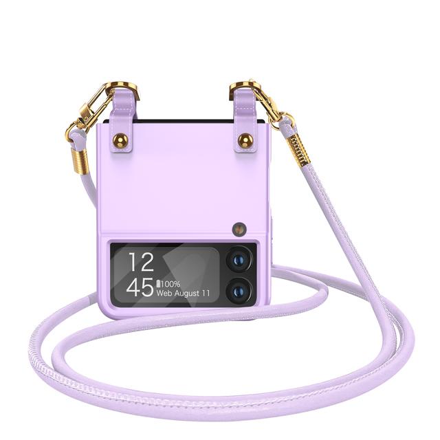 Flip 4 Case Fashion Crossbody Shell dėklas, skirtas Samsung Galaxy Z Flip 3 4 5g Flip3 Flip4 nuo kritimo apsaugantis telefono dangtelis su apsaugine plėvele