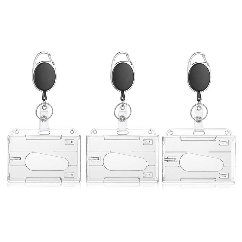 Transparent Cards Slots ID Tag Badge Holder with Badge Reel Cards Storage Organizer Employee Pass Work Card Case Sleeve