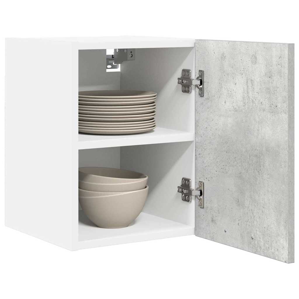 Wall Mounted Cabinet with Door 2 pcs Concrete Grey and White 30 x 31 x 40 cm