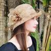 Summer Hat Women's Curled Edge Elegant Top Hat Face Covering Mesh Sun Protection Sun Hat Retro Fashion Flower Sun Hat