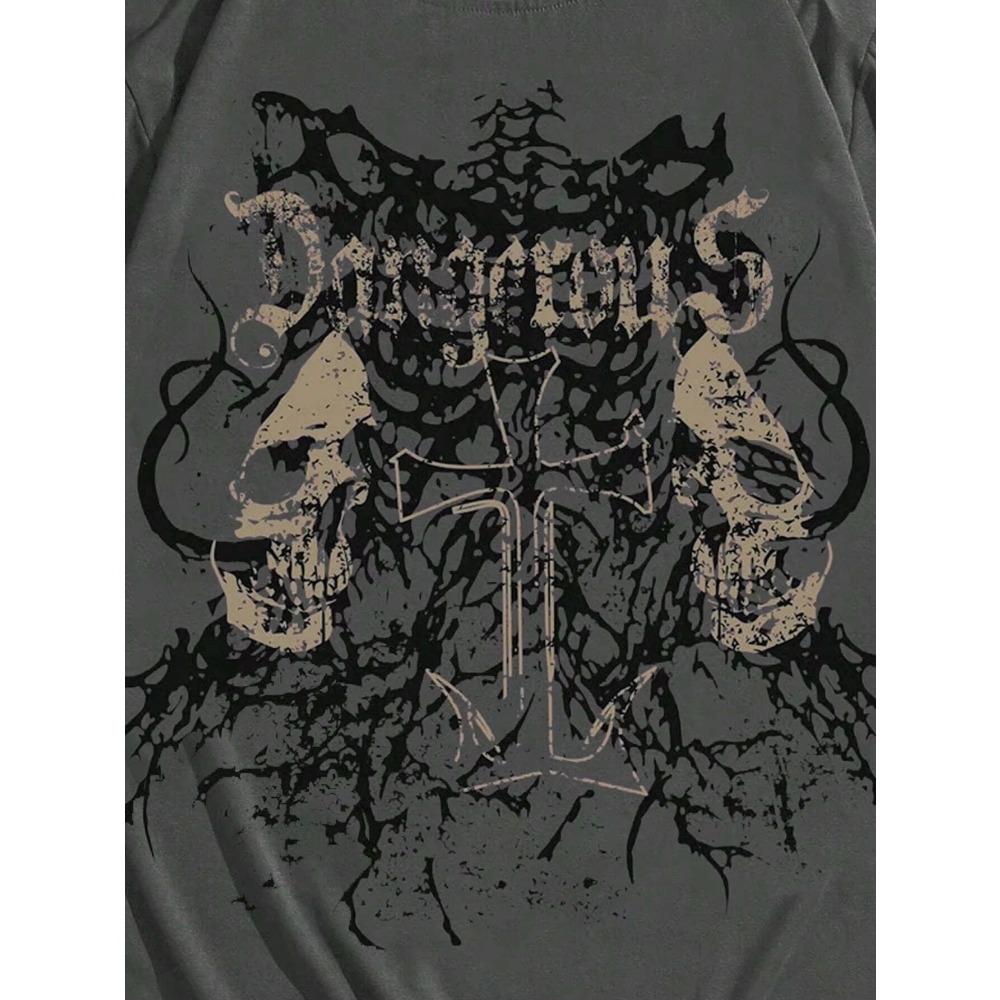 Grunge Punk Totenkopf Bedrucktes Damen Herren Unisex Baumwoll-T-Shirt Luxusmarke Mode Übergröße Top Lässig Kurzarm Klassisches T-Shirt