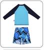 Korean Style Boys' Dinosaur Long-Sleeve Two-Piece Swimsuit with Sun Protection, Quick-Drying, for Older Children.