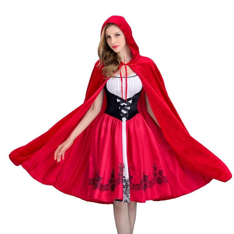 

Классический костюм Красной Шапочки для взрослых в ярко-красном цвете для Хэллоуина XXXL