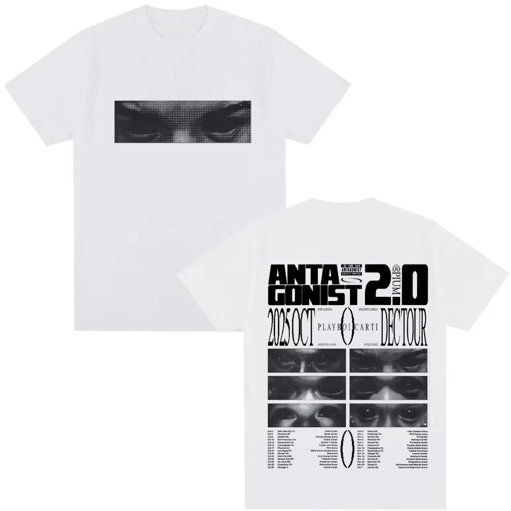 

Rapper Playboi Carti Antagonist Tour 2026 New T Shirt Mens Clothing Vintage Aesthetic Tshirts Hip Hop Gothic Short Sleeve Tees M