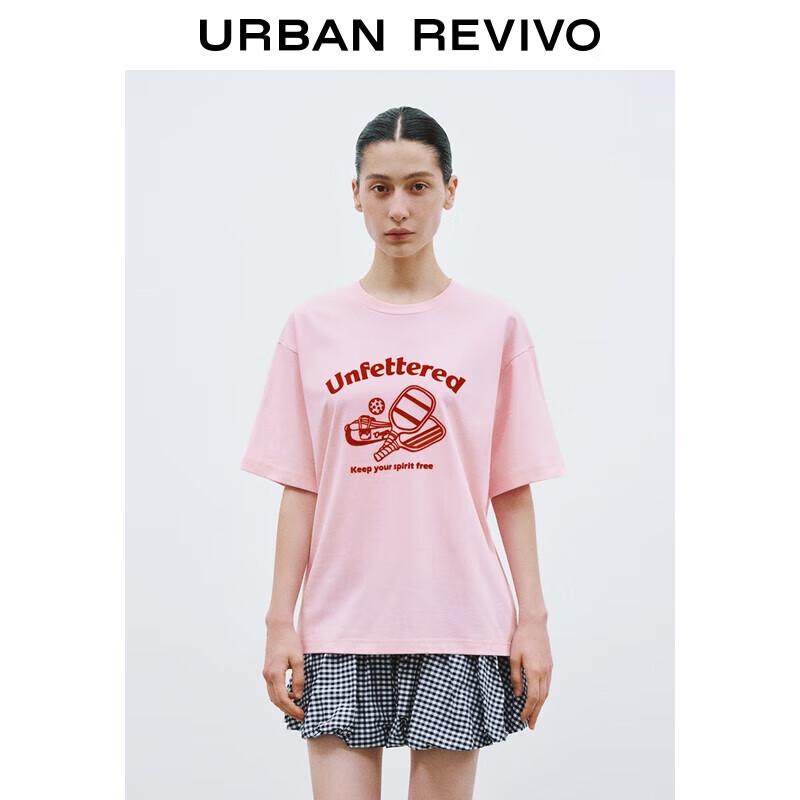 UR 2025 Summer Women s Loose Fit Print Short Sleeve T-Shirt M