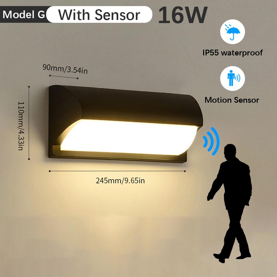 LED Wall Light Motion Sensor Indoor Outdoor AC85-265V ABS Waterproof Led Lights Home Appliance For Garden Living Room Decoration