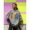 Ein lebendiger Blume des Lebens Druck Damen Washed T-Shirt Baumwolle Lässiges T-Shirt Locker Kurzarm Vintage Sommerkleidung