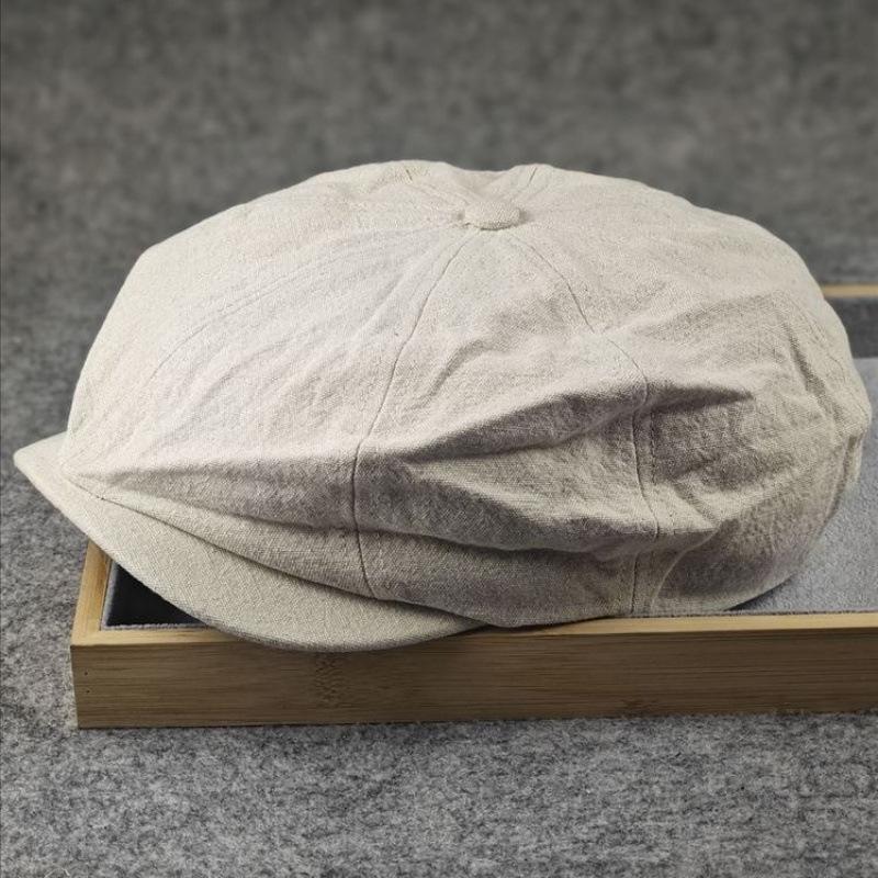 Spring and Summer Thin Breathable Big Head Circumference Octagonal Hat European and American Style Casual Fashion Trend Forward Hat Simple Solid Colo