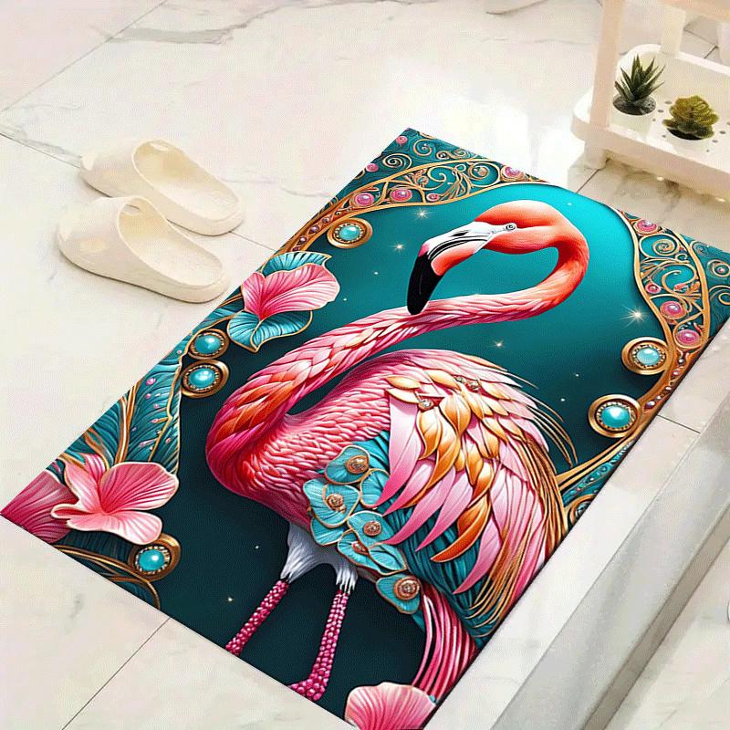 1pc Elegant Flamingo Print, Design Indoor Area Rug, Soft, Anti-Slip, and Durable Gaming Room Decor for Bedroom, Living Room, and Exercise Ru