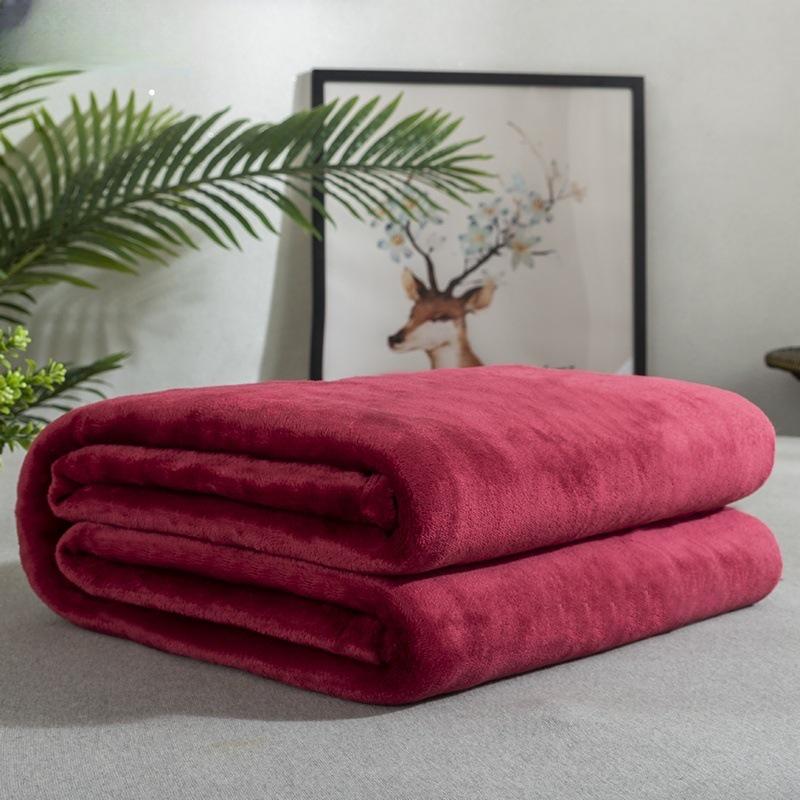 Thickened Coral Fleece Flannel Blanket for Home, Office, and Baby – Solid Color, Air Conditioning Quilt