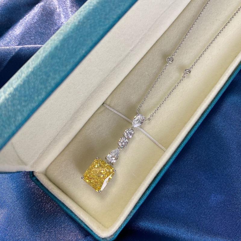 100 %925 Sterling Silver Sparkling Topaz High Carbon Diamond Pendant Necklace Wedding Party Bridal Fine Jewelry Wholesale