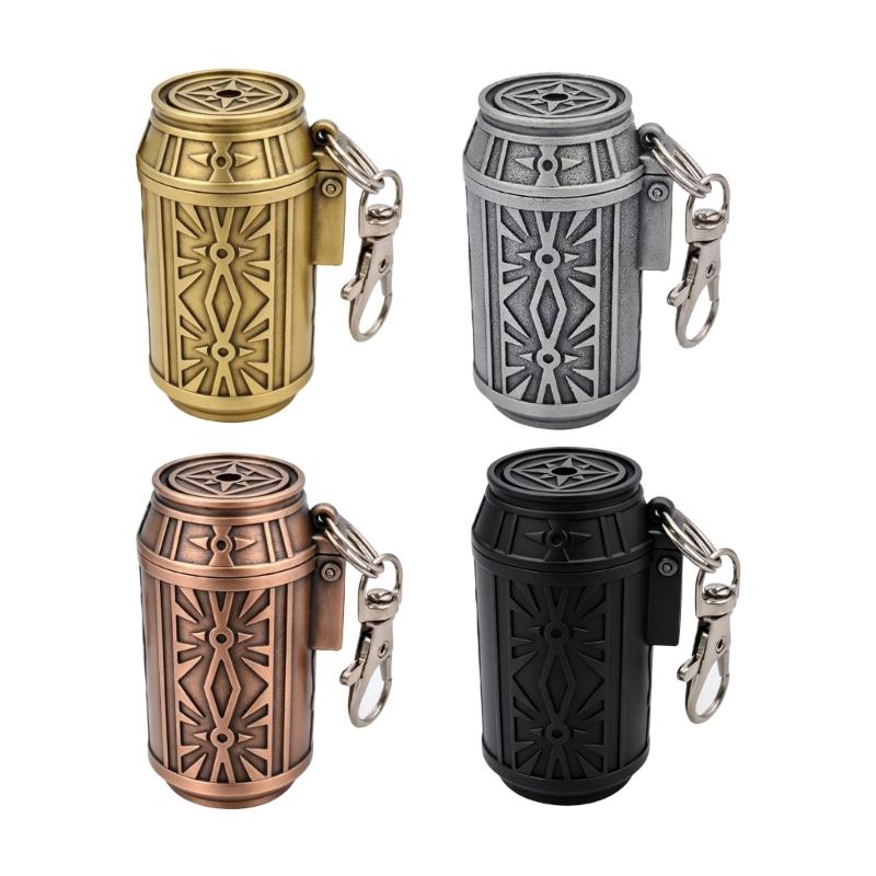 Car Interior Debris Tray with Lid, Metal Pocket Canister, Keychain Clip Metal Portable Ashtray for Daily Commute
