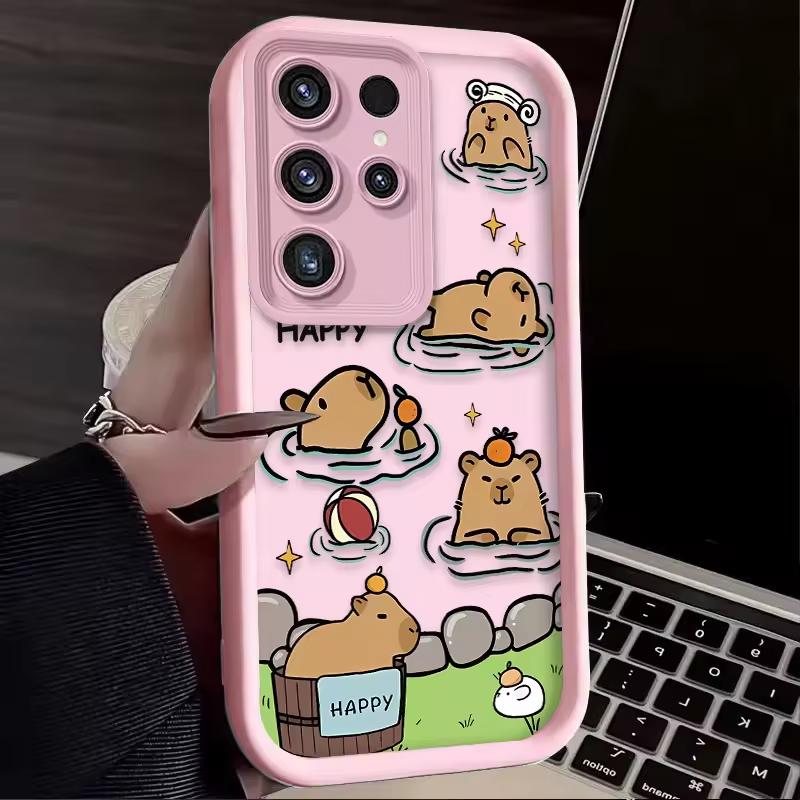 Urocza Impreza Kapibar Dla Etui Samsung Galaxy S24 S23 S22 S21 Ultra Fe A55 A54 A53 A52 A35 A25 A15 A14 5G Telefon Pokrowiec Y2k