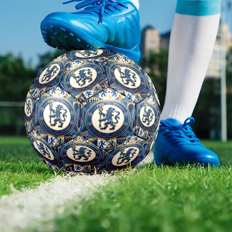 Chelsea Football Club Print Size 5 Soccer Ball, PU Wear Resistant Football for Match Training and Daily Practice, Birthday Gift for Soccer Fans