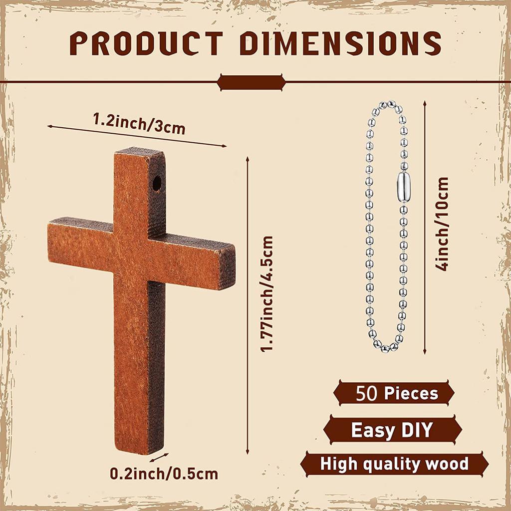 10/20/30/40pcs Home Decoration Handmade Accessory Scrapbooks Craft DIY Natural Wooden Christian Cross Pattern Ornamentation