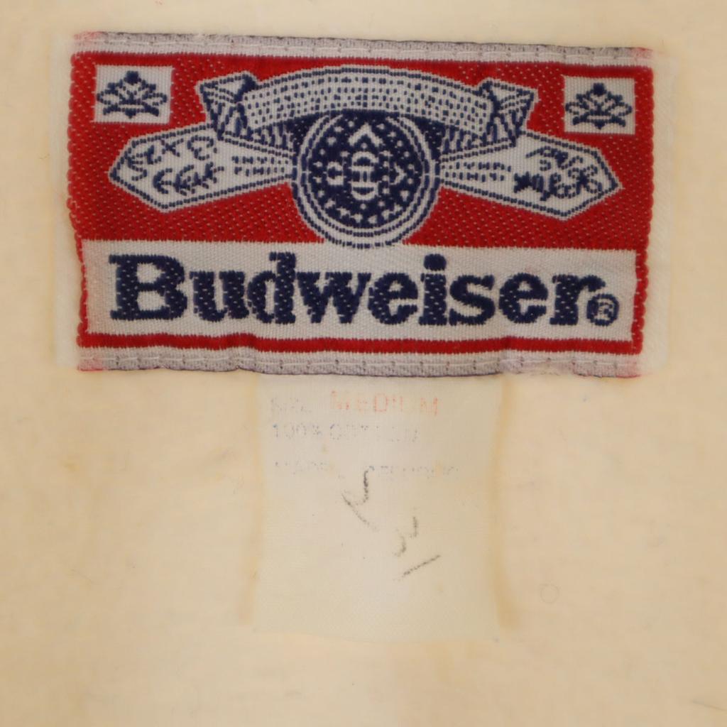 Budweiser 80s 90s Old Long sleeve Flannel shirt M white Men's Used