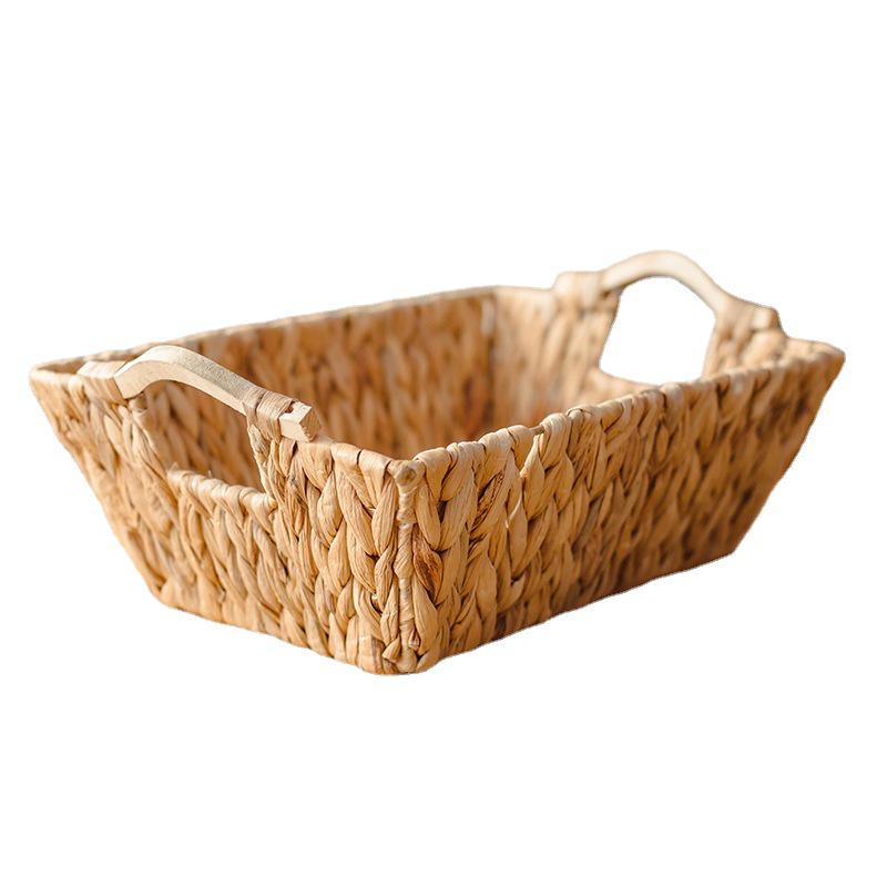 Desktop Woven Storage Basket with Handle - Snack, Toy, and Fruit Organizer for Living Room