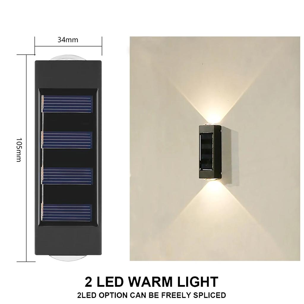 4/6/8/10LEDs Solar Wall Lamp Yard Street Decor Light Outdoor Waterproof Up and Down Luminous Lighting Garden Landscape Lamp