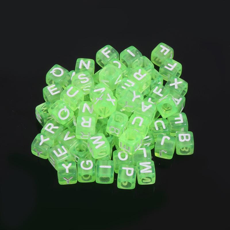 100 Pcs Acrylic Transparent Colored Square Alphabet Charms for DIY Bracelets