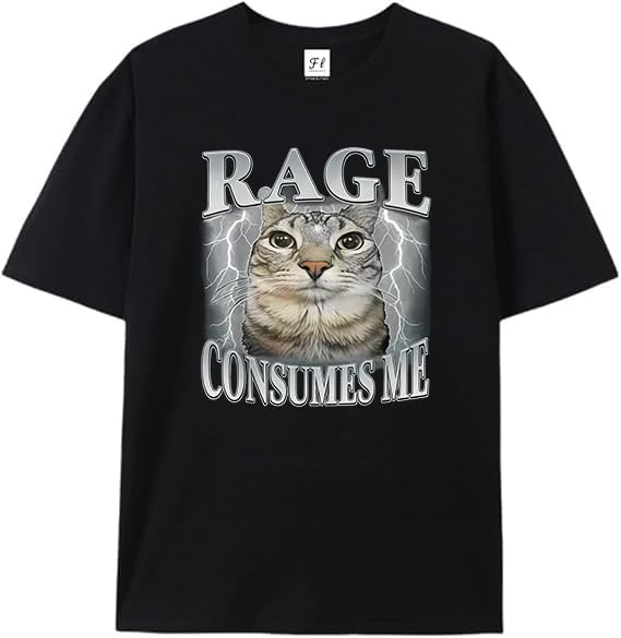 

Rage Consumes Me Cat Shirt, Funny Cat T-Shirt, Vintage Unhinged Cat Tee, Black 5XL різнокольоровий