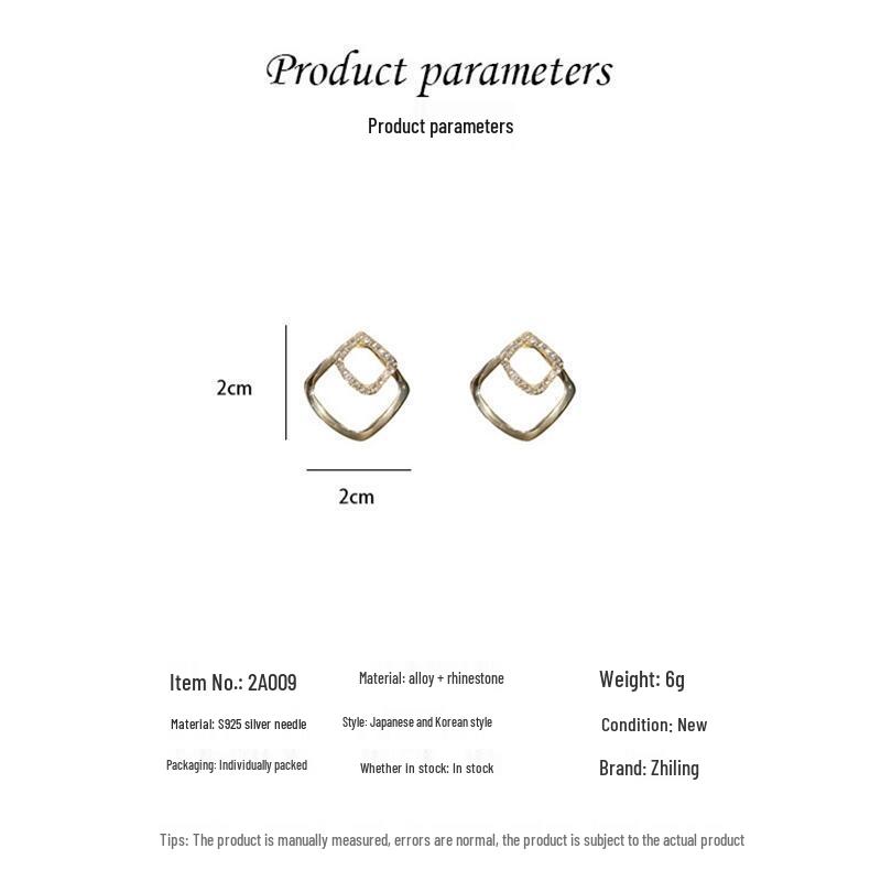 S925 Sterling Silver Rhinestone Circle Earrings - Trendy Street Style with Shining Personality
