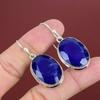 Faceted Blue Sapphire Earring 925 Sterling Silver Earring Gemstone Earrings Blue Sapphire Handmade Jewelry Antique Drop Earring Gift For Mom