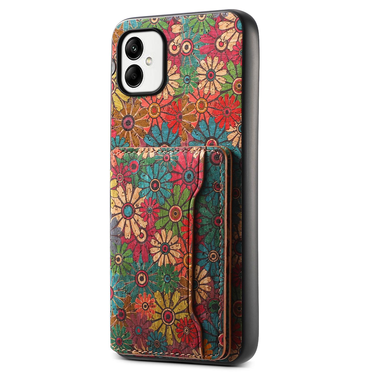 

For Samsung Galaxy A05 4G Cases Floral Pattern Card Slot Kickstand PU+TPU+PC Phone Cover Spring/Green